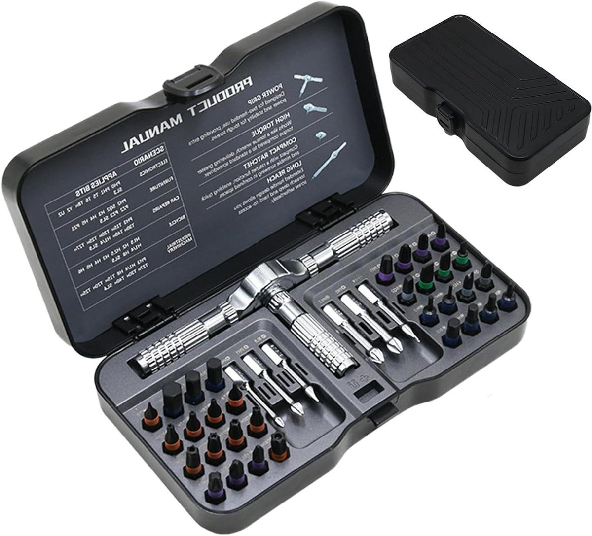 Ratelschroevendraaierset - Reparatieset Schroevendraaiers - Precisiewerk - Magnetische Bevestiging - 40-in-1 - Meerkleurig