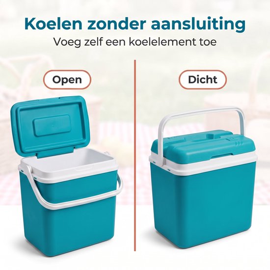 Cheqo® Koelbox - Passieve Koelbox zonder Stroom - Draagbare Koelbox voor Camping en Strand - Koelbox met Handvat en Deksel - Koeltas - Picknick Koelbox voor Auto en Festival - Drankenkoeler - Isolerende Koelbox - Turquoise - Frigobox van Cheqo — afbeelding 4