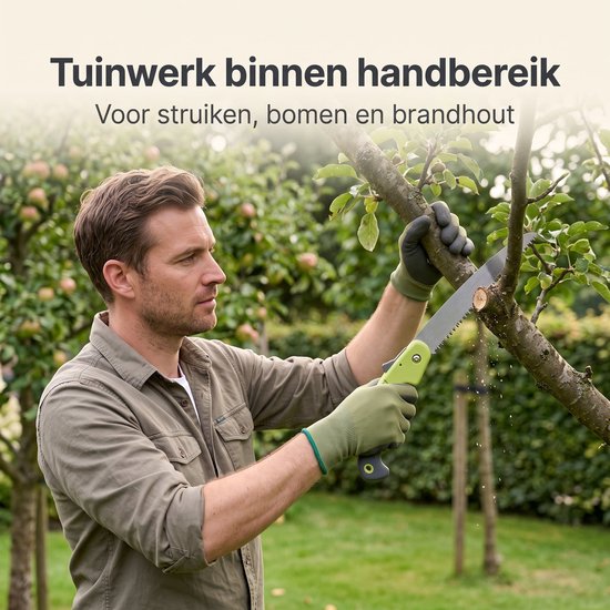 Cheqo® Takkenzaag Opvouwbaar - Snoeizaag Inklapbaar - Vouwzaag - Klapzaag - Handzaag - Boomzaag - Houtzaag - Tuinzaag - Zakzaag - Tuingereedschap voor Snoeien - voor Takken en Struiken - voor de Tuin - Kampeerzaag - Survival Zaag - Zaag van Cheqo — afbeelding 4