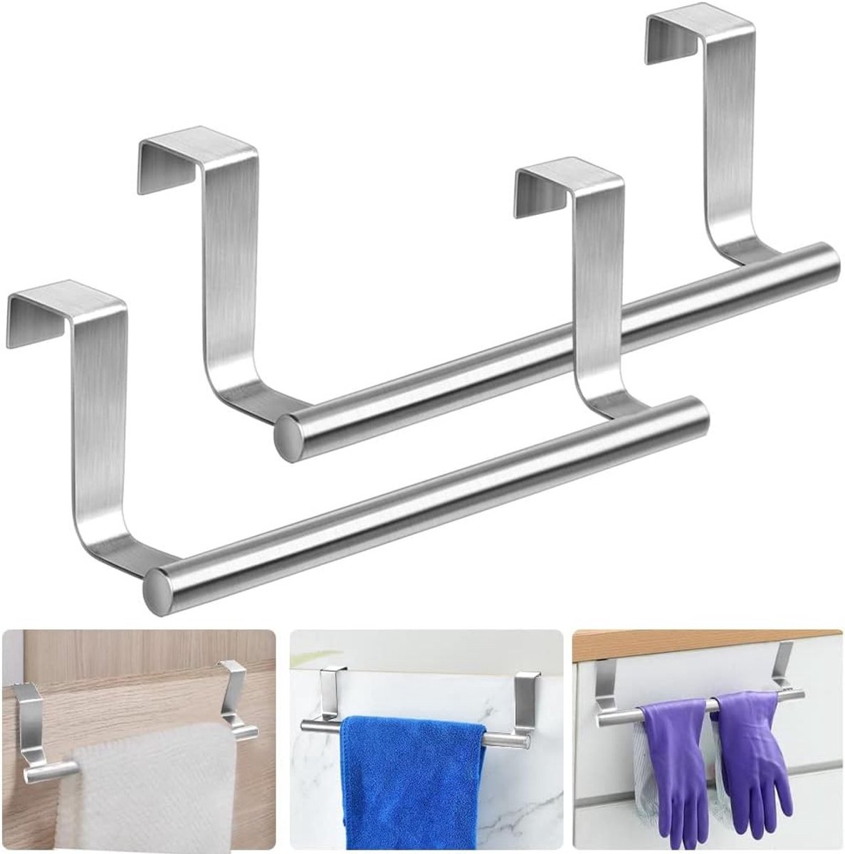 Handdoekrek voor radiator - Zwart - 23 x 6,2 cm - Roestvrijstalen Deurhanddoekhouder - Voor Keuken en Badkamer