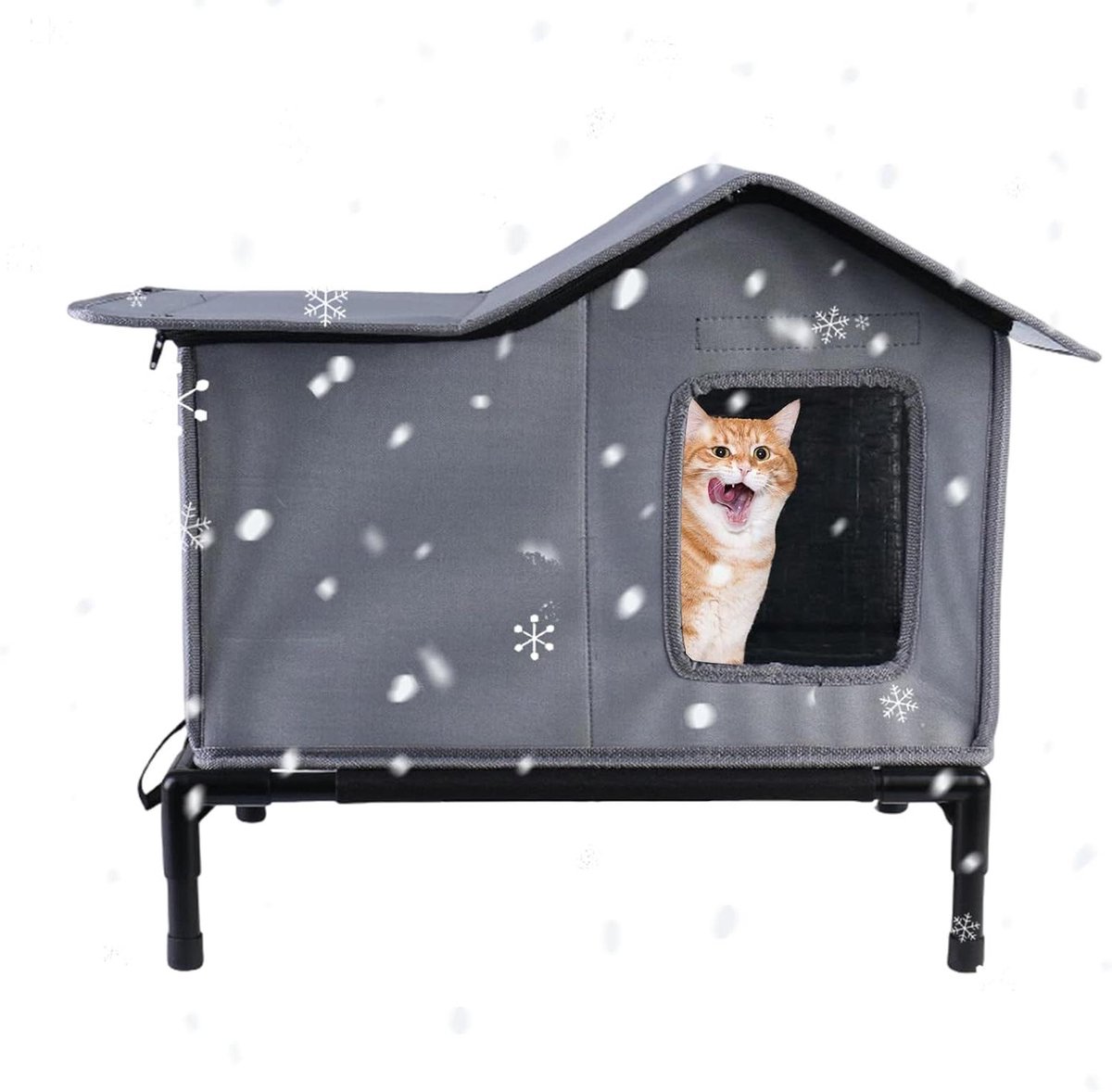 Dierenhuis Buiten - Winterverblijf Dieren - Bescherming tegen Weer - Afneembaar Deksel - 8x34x8 cm - Grijs