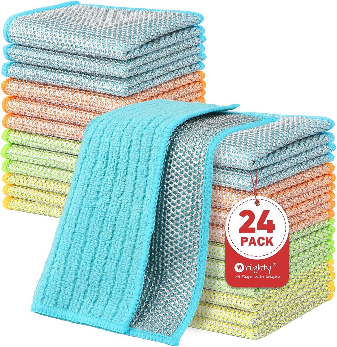 Multifunctionele Afwasdoeken Set van 24 Stuks, Dubbelzijdige Niet-Krasdoeken voor Keuken, Herbruikbare Staal Schrobber voor Pannen en Keukengerei, Multicolor