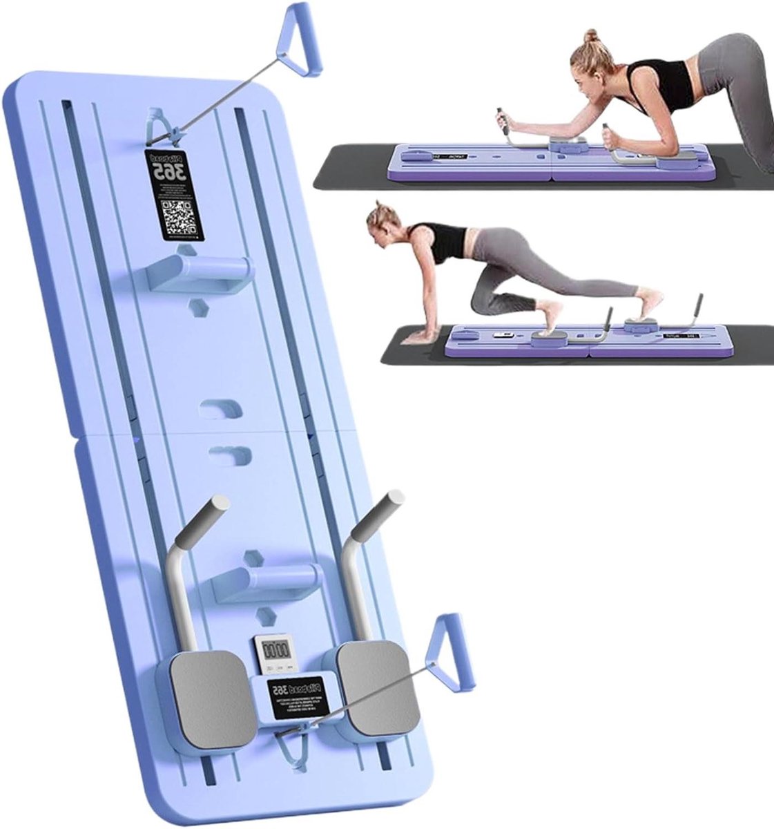 Pilates Trainingsbord - Fitness Board - Thuis Sporten - Multifunctioneel met Accessoires - 106 x 41 cm - Paars