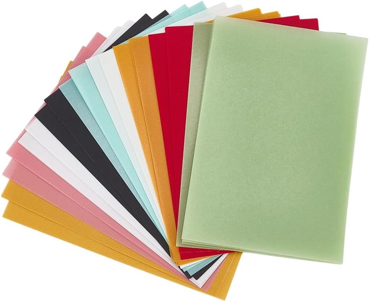 Verpakking met 150 stuks doorschijnend sulfaatpapier in gemengde kleuren, 150 x 101 mm, ideaal voor bruiloft uitnodigingen, stickerpapier en scrapbooking projecten