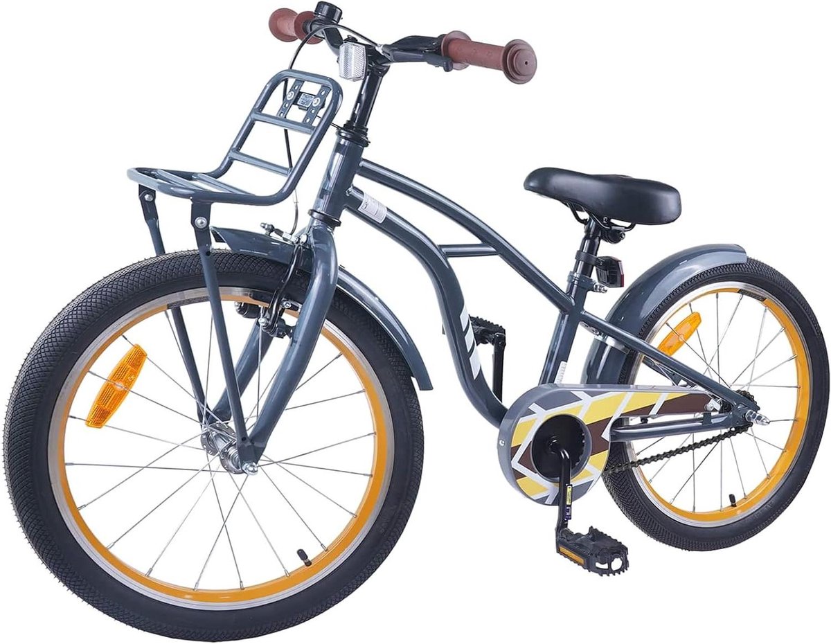 Kinderfiets sfiets sfiets Fietsen Leren Stabiel Stalen Frame 22 inch Donkergrijs