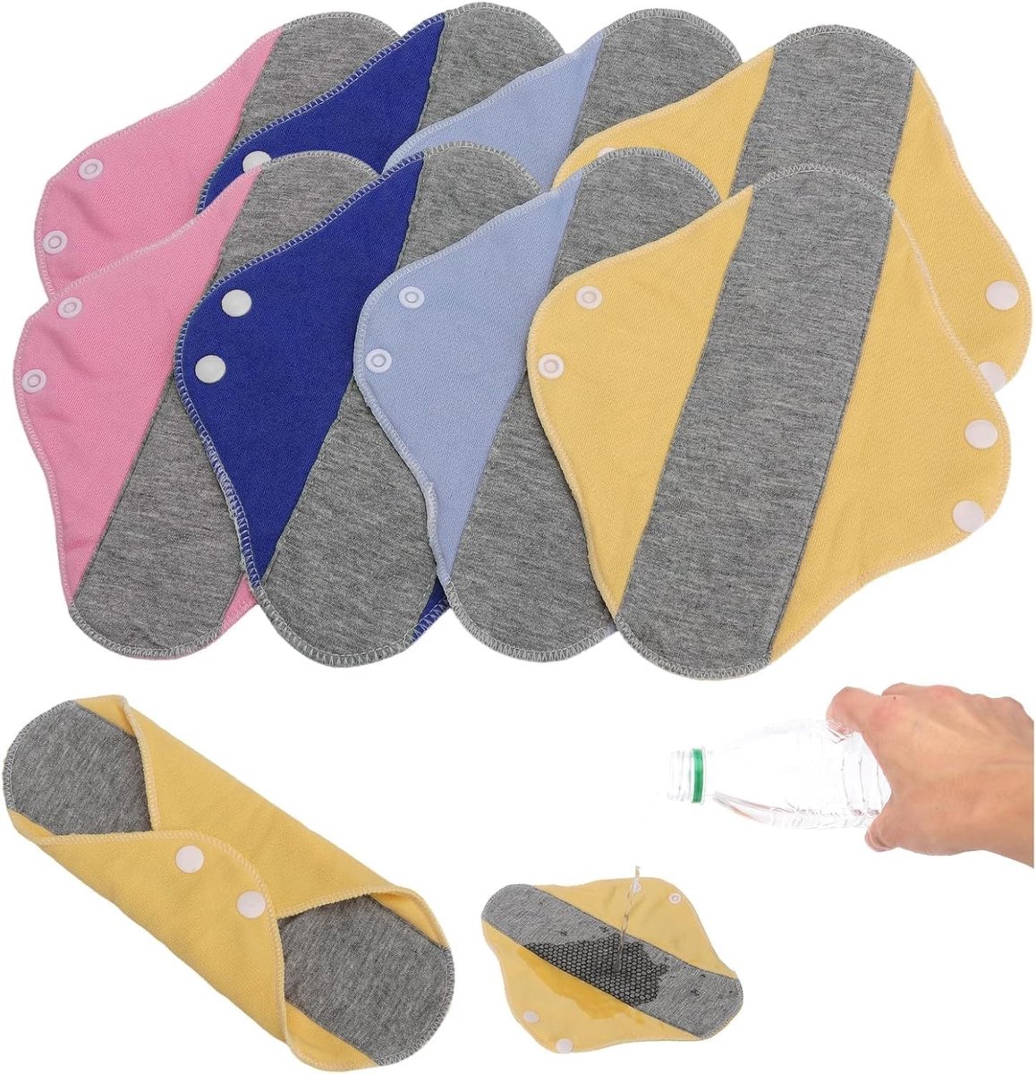 Wasbare katoenen inlegkruisjes, 8 stuks, herbruikbare en ademende pads voor dagelijks gebruik, milieuvriendelijk en comfortabel