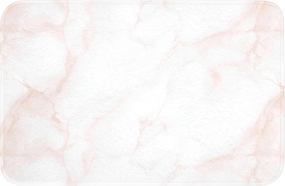 Badmat Rechthoekig 60x40 cm Badkamer Bath Mat Douchemat Antislip Wc Badkamermat Memory Foam Wasbaar Bathroom Toilet Mats Washable Zalmroze - Marmer - Aders