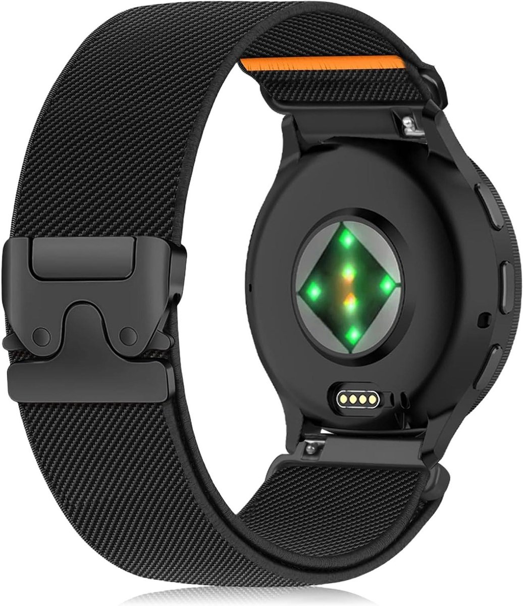 Nylon Horlogeband - Reservebandje Smartwatch - Dagelijks Gebruik - Parachutestijl Sluiting - 22 mm - Zwart