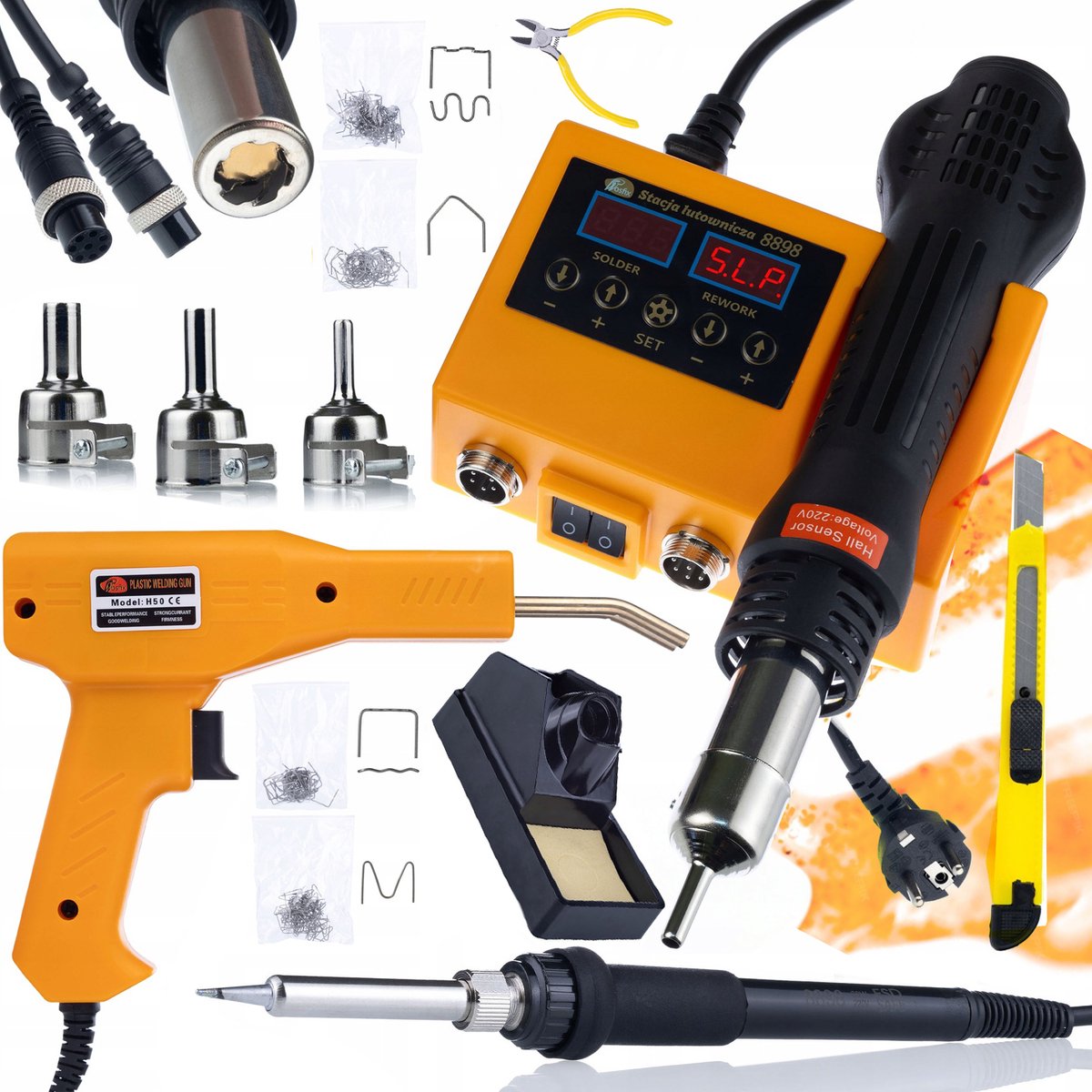 Rosfix Soldeerstation Set Orange Husky OH660 - 2in1 Hot-Air en 900M - 660W, 60W - Spuitmond Ø22mm