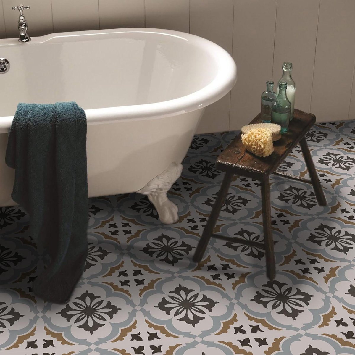 Zelfklevende vloertegels - Vinyl vloerbedekking - Keuken en badkamer - Waterdicht en slijtvast - 12 stuks 30x30cm - Geelwit