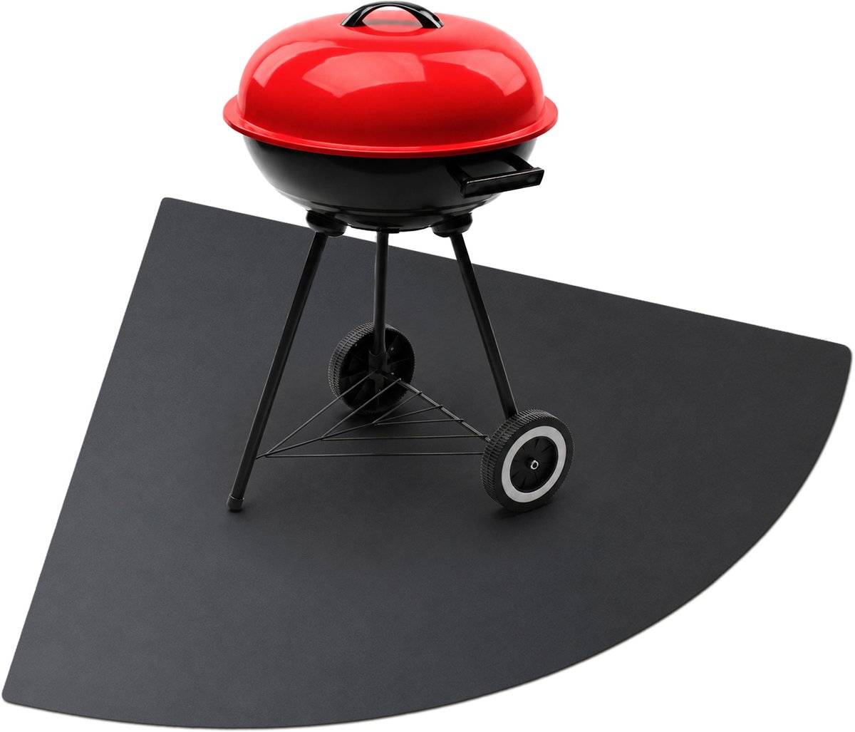 ArtPrintCave Mat Zwart Staal BBQ grondplaat - 100x100 cm - Kwartboog - Barbecue onderlegger terras - Zwarte stalen barbecue mat - Beschermplaat voor onder de BBQ