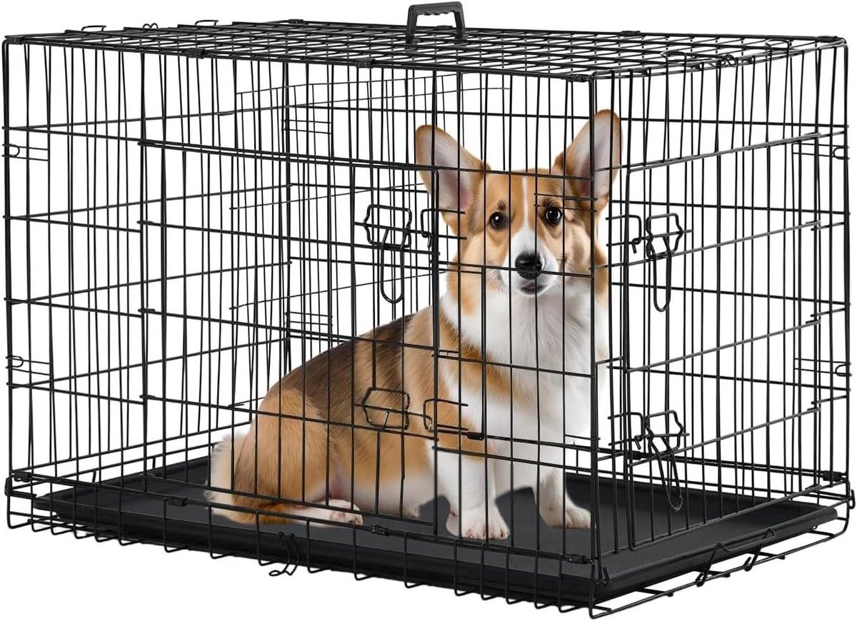 Hondenkooi Opvouwbaar - Hondenbench Puppyren - Huisdier Transport - Met Uitneembare Lade - XL - Zwart