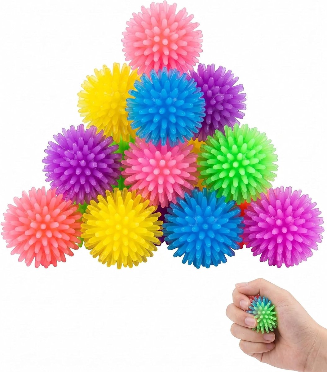Kleurrijke kunststof massageballen van 2 cm, fidgetballen met noppenstructuur voor drukstimulatie, fijne motoriek en ontspanning voor volwassenen