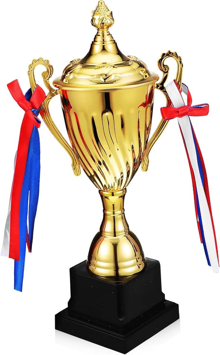 Voetbal Trofee - Beker Prijs - Sportevenementen Vieren - Metaal met Gravure - 32 cm Hoog - Goud