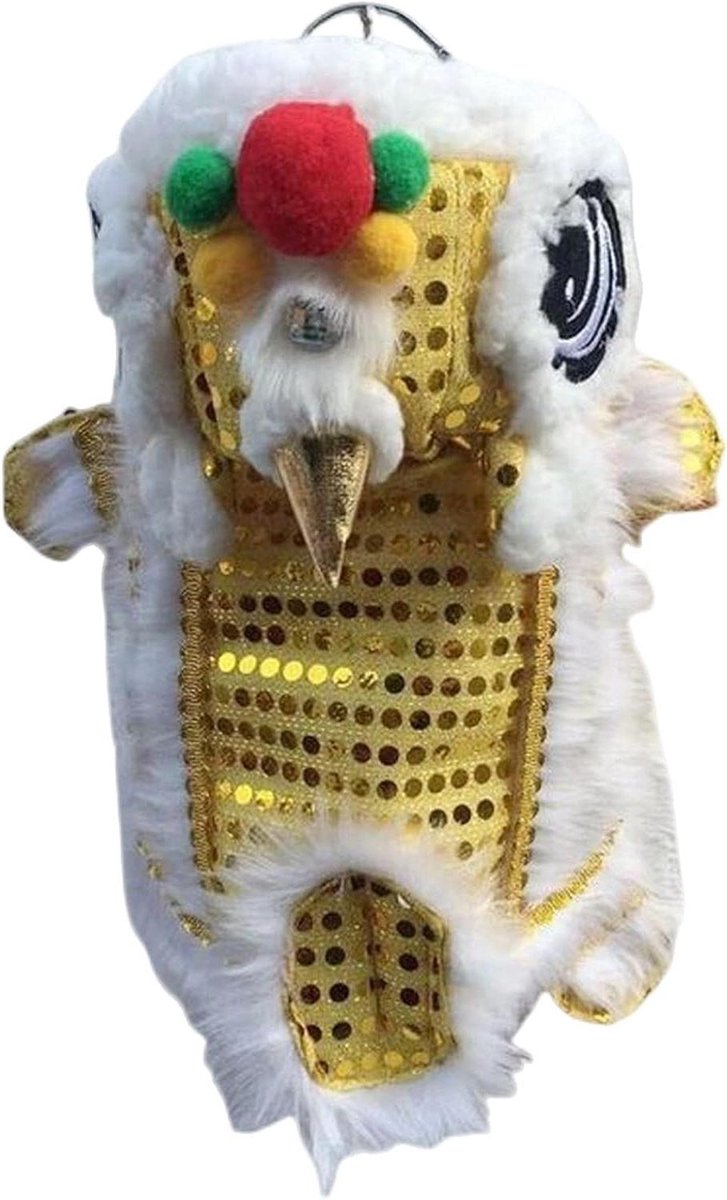 Hondenjas Leeuwendans - Hondenoutfit Nieuwjaar - Feestelijke Huisdierkleding - Drie dimensionale staart - Maat L (4-6kg) - Goud