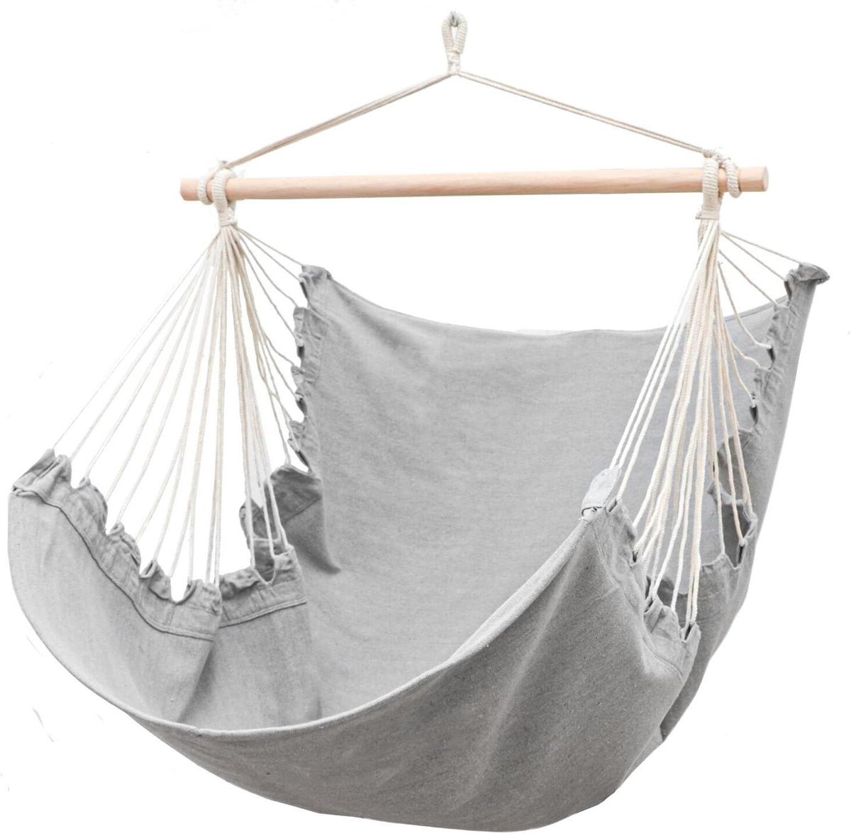 XL Hangstoel - Hangmatstoel Zweefstoel - Buiten Ontspannen - Comfortabele Katoenen Zitting - 155x125 cm - Grijs