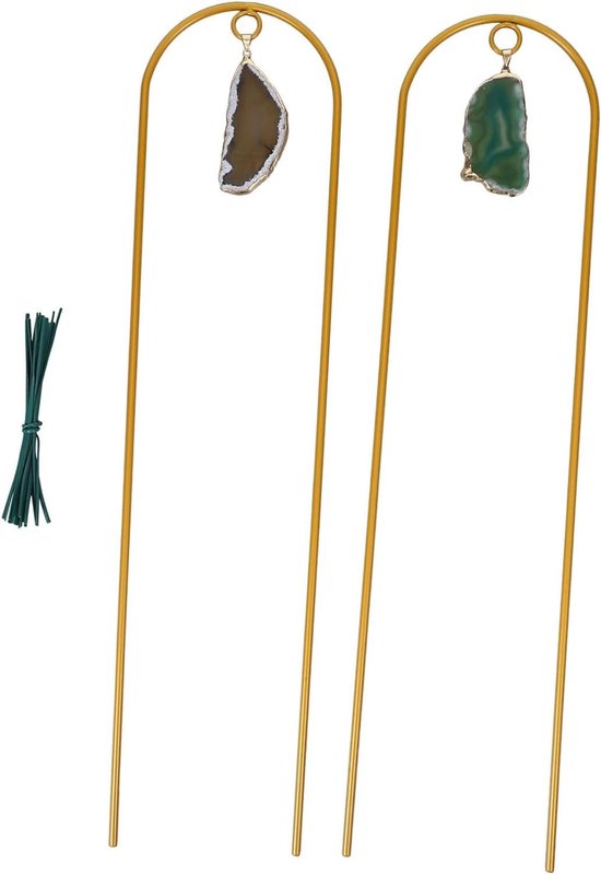Plantenrek U-vormig - Klimplantsteun - Planten Ondersteunen - Met Hangende Pot - 42 cm - Goud