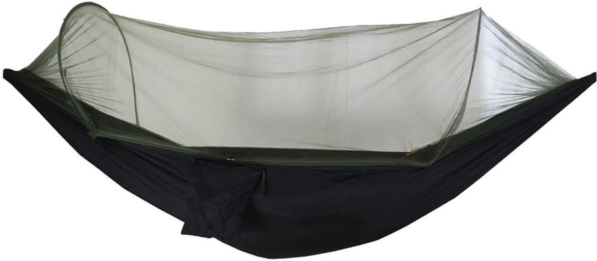 Campinghangmat met Klamboe - Reishangmat Kampeerhangmat - Ontspannen Buiten - Automatisch Snel Te Openen - 290 x 140 cm - Zwart