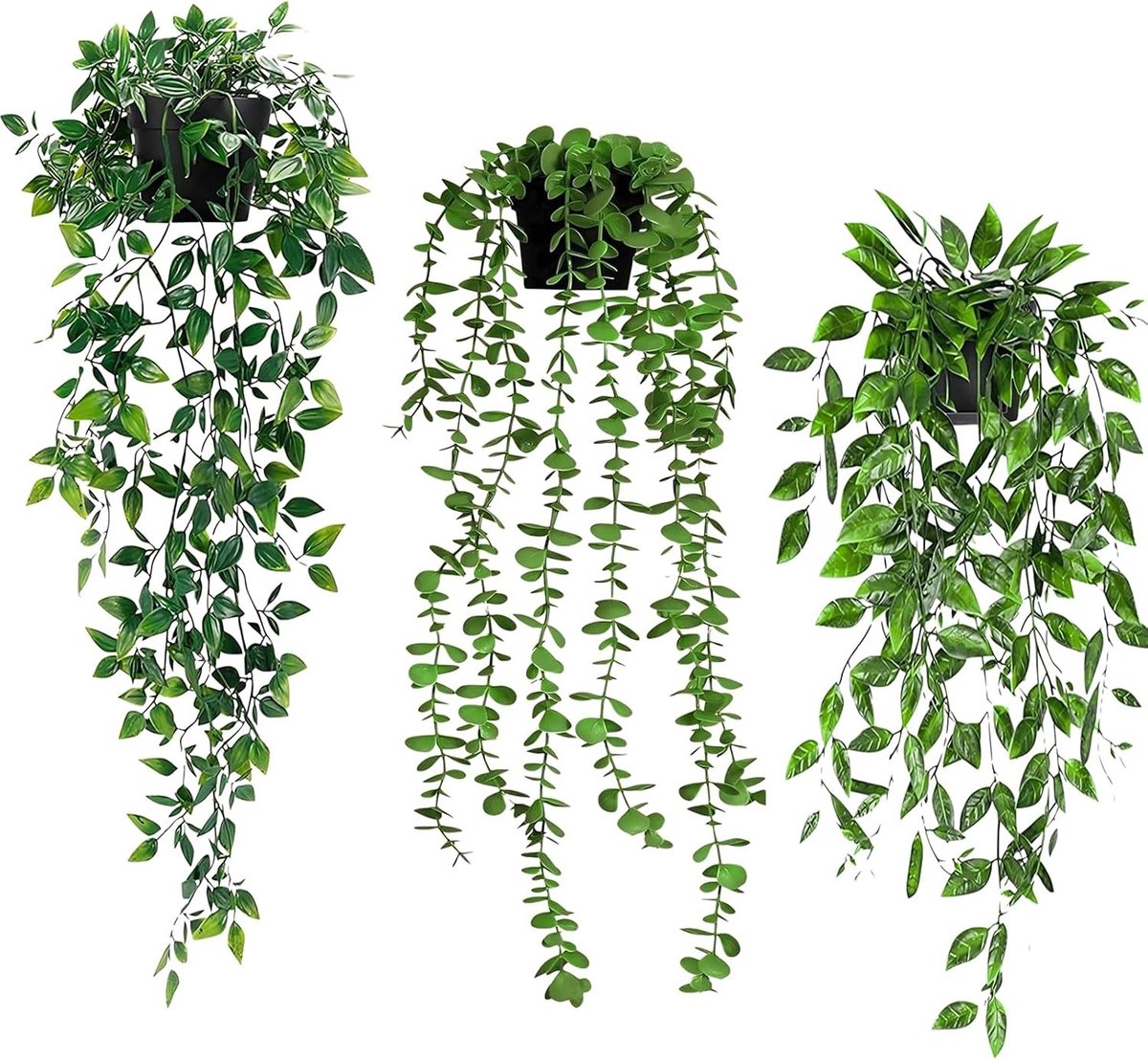 Kunstvetplanten met pot - Groen - Kunststof Hangende Planten - Decoratie voor Balkon en Binnen