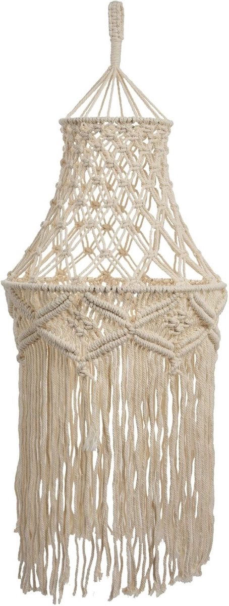Macramé Lampenkap - Beige - 80 x 30 cm - Natuurlijk Katoen - Voor Woonkamer en Slaapkamer
