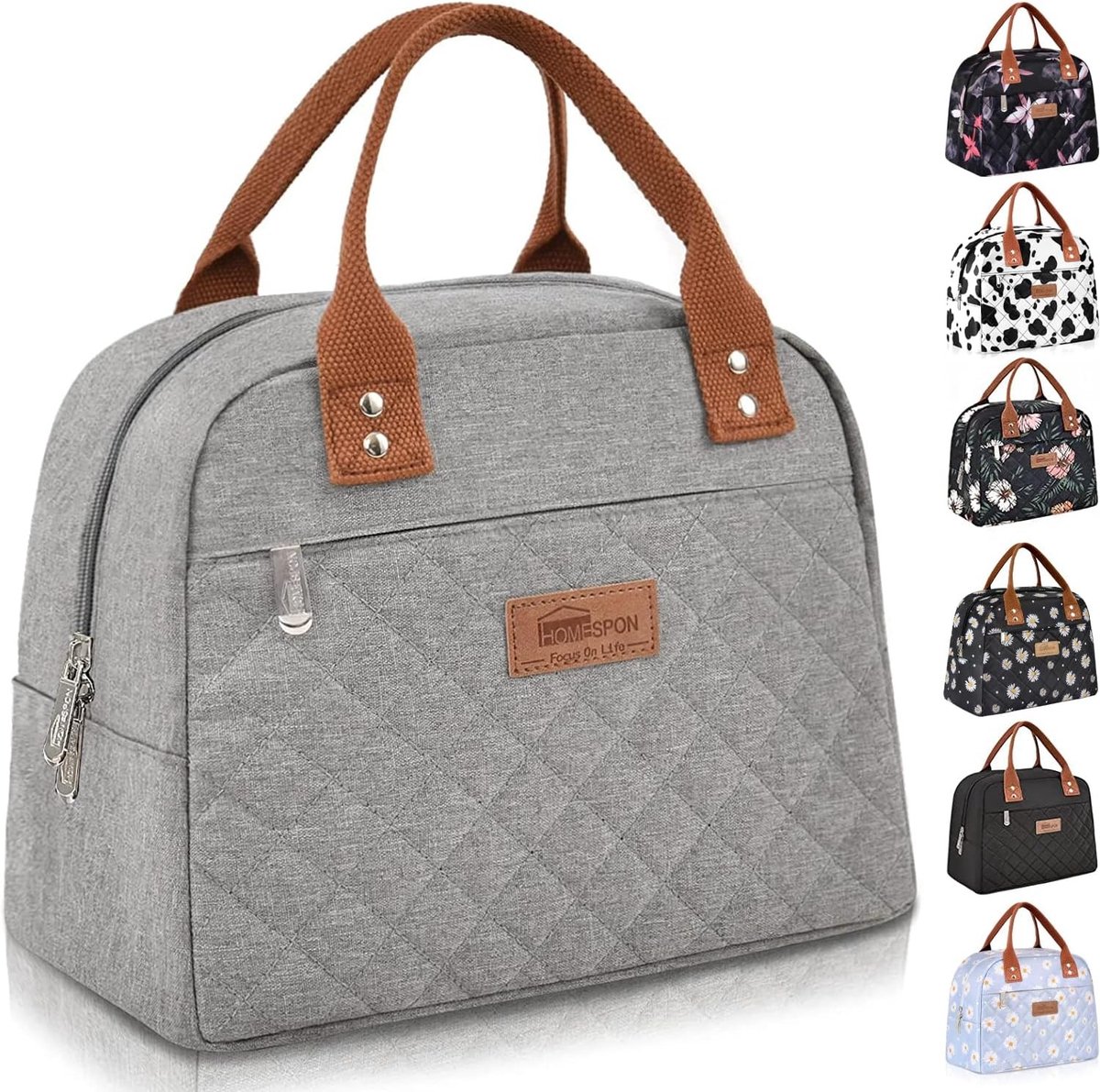 Koelrugzak - Grijs - 29 x 16,5 x 21 cm - Geïsoleerde Oxford Nylon Lunchtas - Voor Werk en Picknick