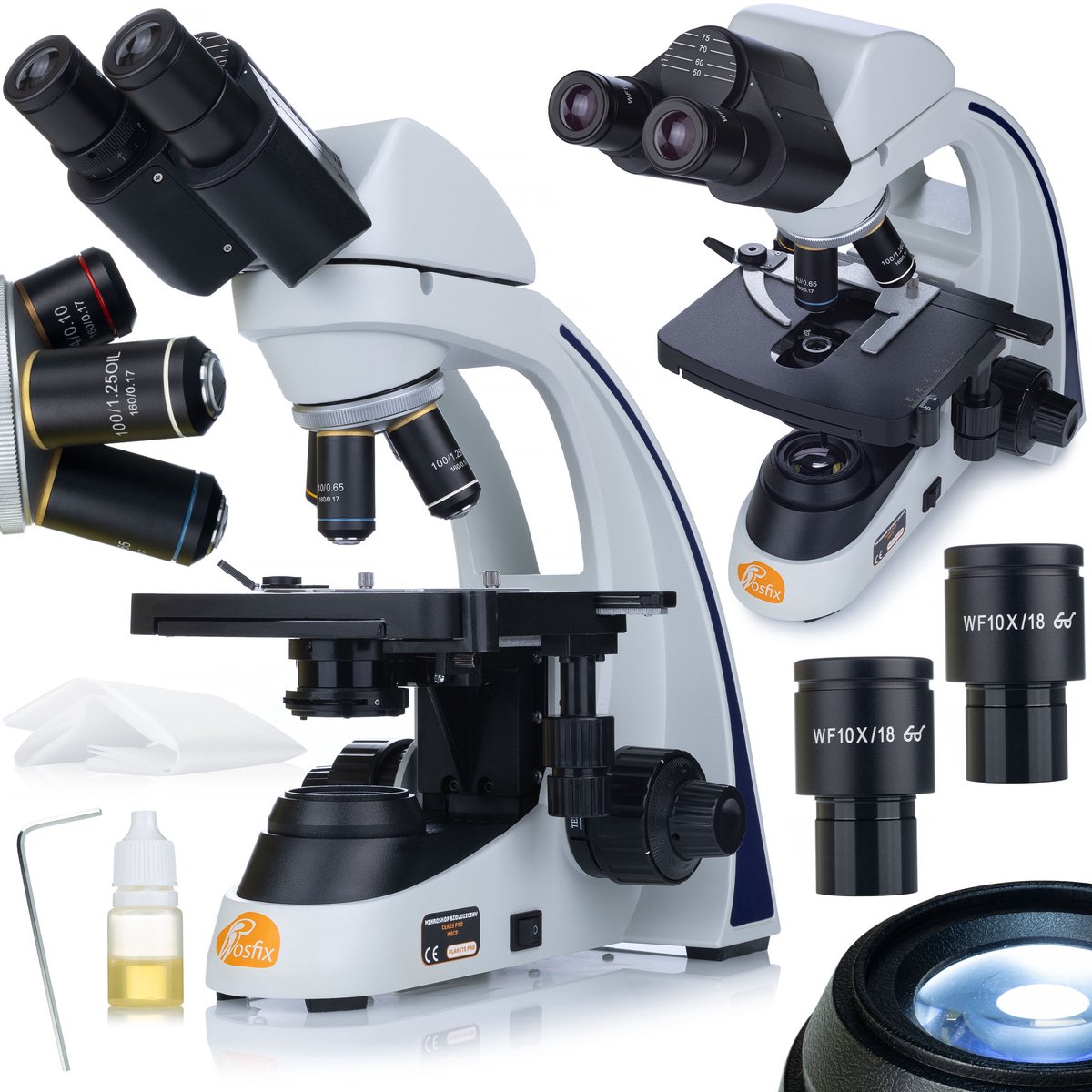 Rosfix Biologische Microscoop Ceres Pro MBCP - Binoculair 30° Gemel - WF10x, 4×–100×, 3W LED, NA1.25