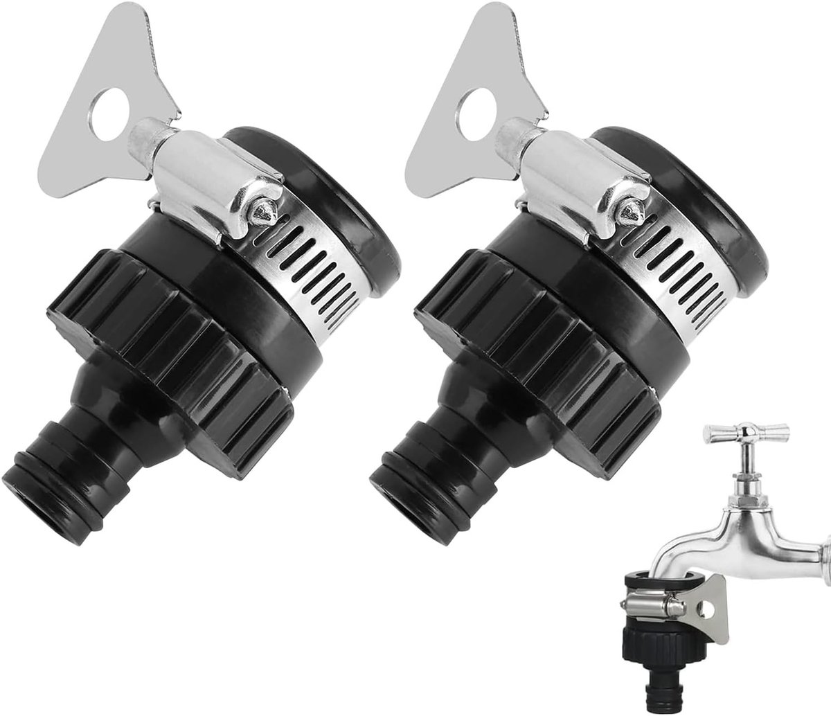 Tuinslangadapter - Zwart - 6,5 cm - Waterdichte Snelkoppelingsadapter met Rubberen Handgreep - Voor Tuin, Keuken en Camping
