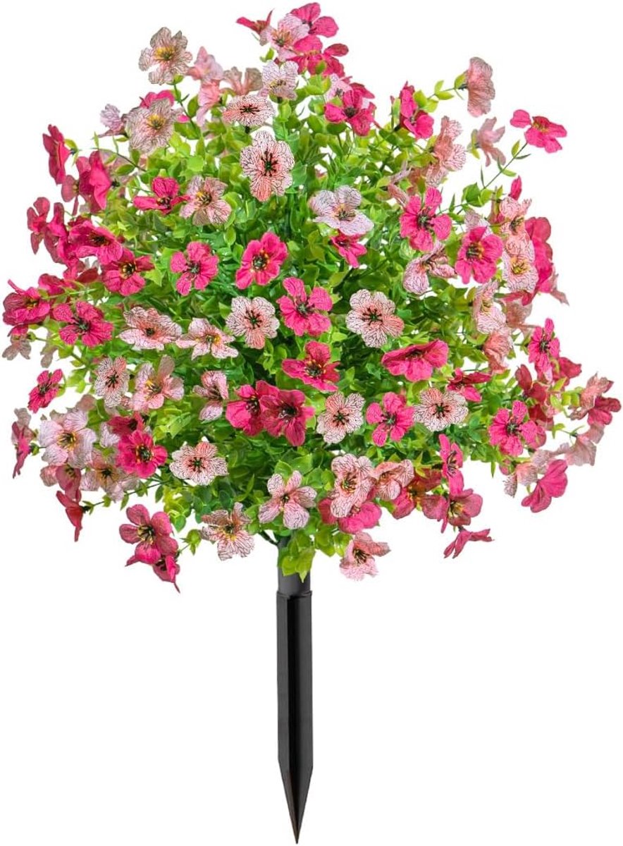 Casalora® Kunstbloemen met Grondpinnen – Rozeachtig roze Kunstbloemen Buiten – 60 cm – Tuindecoratie – Onderhoudsvrije Bloemversiering voor Tuin, Balkon en Terras