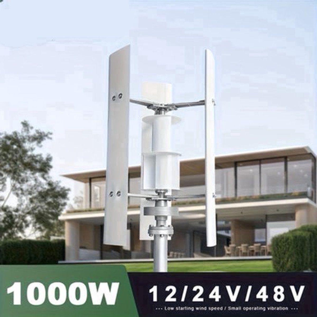 Windturbine – Mini Windgenerator – Duurzame Energie Generator – Windmolen – Off-Grid Energie – Dubbele Luchtkamers – Fluisterstil & Werkt Bij Weinig Wind