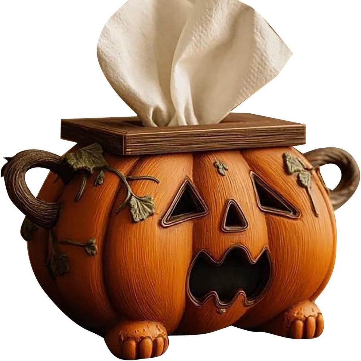 Keuken & Badkamer Tissuehouder - Pompoenvormig Tissuebox - Tissuehouder - Halloween Tissue dispenser - Voor Papieren Zakdoeken - Voor Woonkamer, Badkamer, Keuken, Slaapkamer & Feestelijke Thuisbijeenkomsten - 19x11x11cm