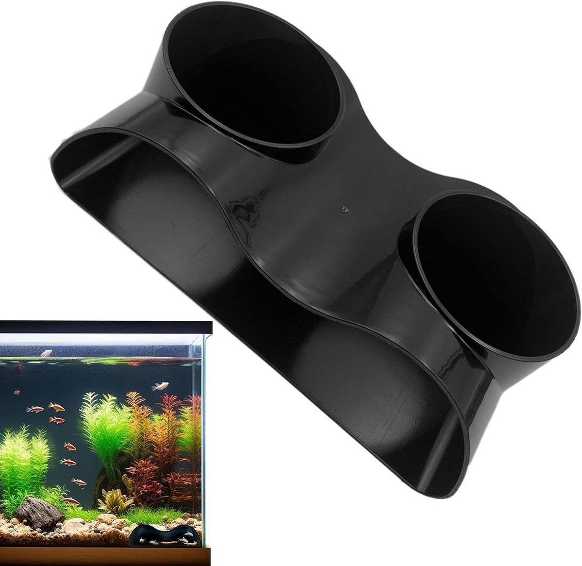 Aquarium Grot - Vis Tunnel - Aquarium Inrichten - Natuurlijke Ondergrondse Vorm - 17.5 cm - Zwart
