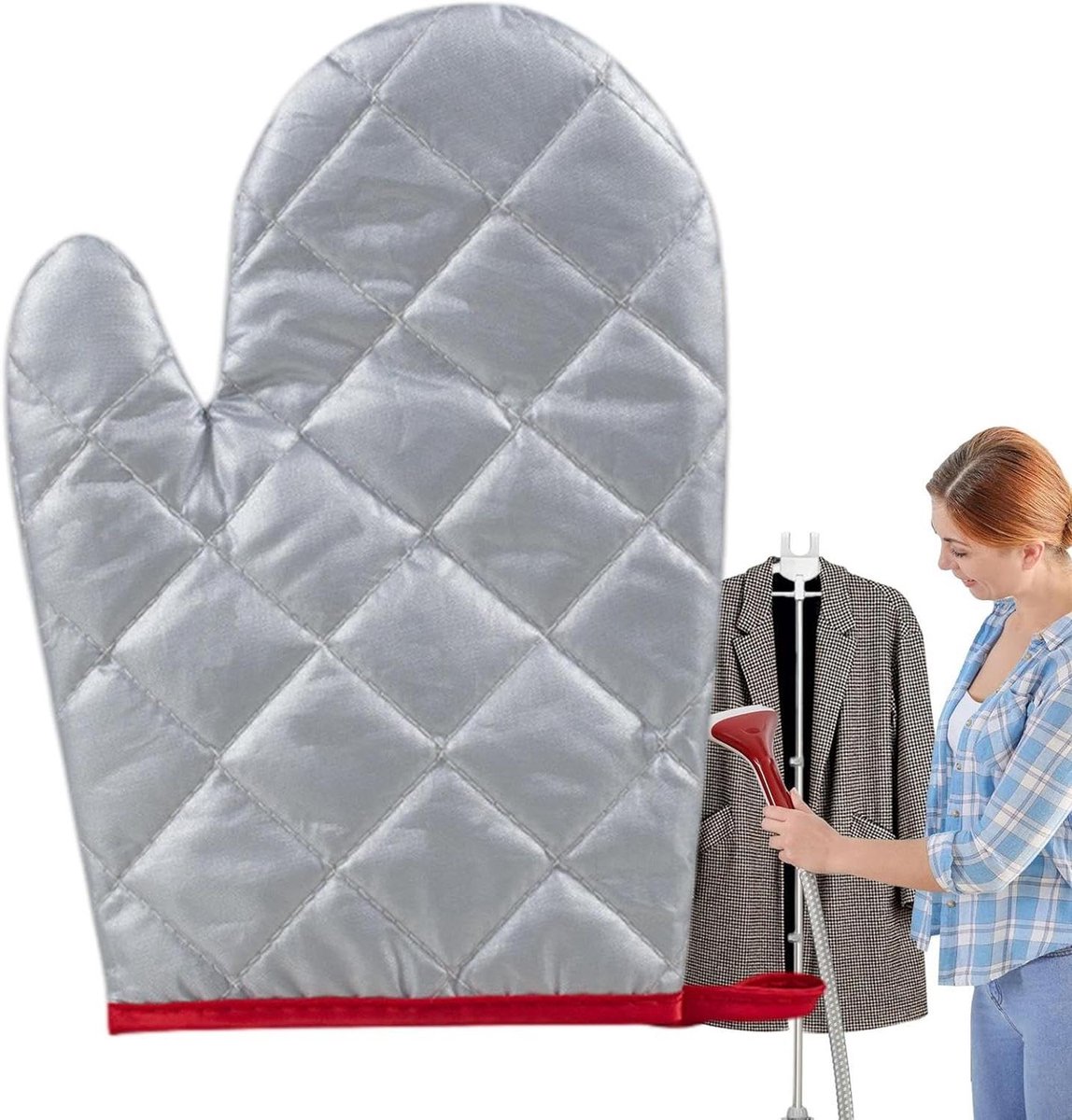 Strijkijzer Handschoen - Stoomhandschoen Kleding - Bescherming Tegen Stoom - Waterdicht en Hittebestendig - 23 x 13 cm - Zilver