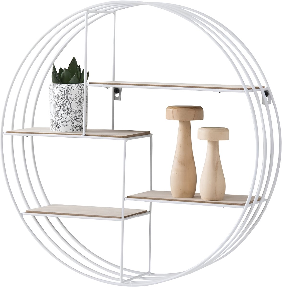 Lìon® Wandrek Rond - Wandplank - Wandrek Rond Industrieel - Wit - 45cm x 10cm x 45cm