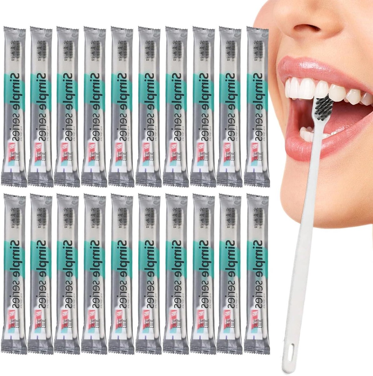 Reistandenborstel met pasta - Tandverzorgingsset - Hygiënisch reizen - Individueel verpakt - 20 stuks - Blauw