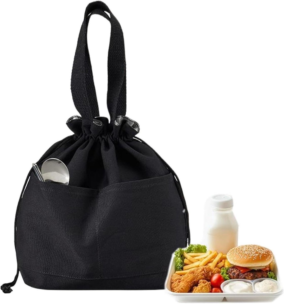 Canvas lunchtas - Herbruikbare tas - Maaltijden meenemen - Geïsoleerde temperatuur - 32.5 x 12 x 30 cm - A