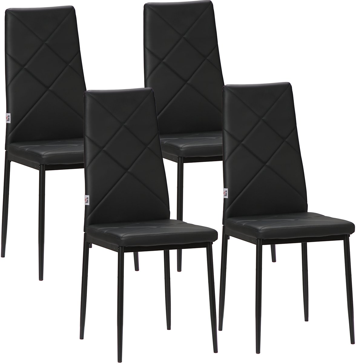 Eetkamerstoelen, set van 4, keukenstoel, stoel met hoge rugleuning, fluwelen stoel, gestoffeerde stoel met metalen poten, voor eetkamer, eettafel, keuken, woonkamer, kantoor, zwart