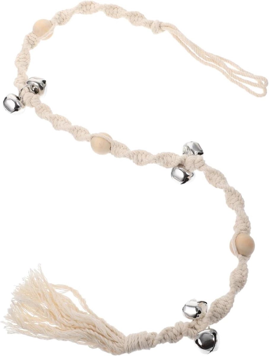 Hondendeurbel - Hondenbel - Zindelijkheidstraining - Handgeweven ontwerp - 75 cm lengte - Beige