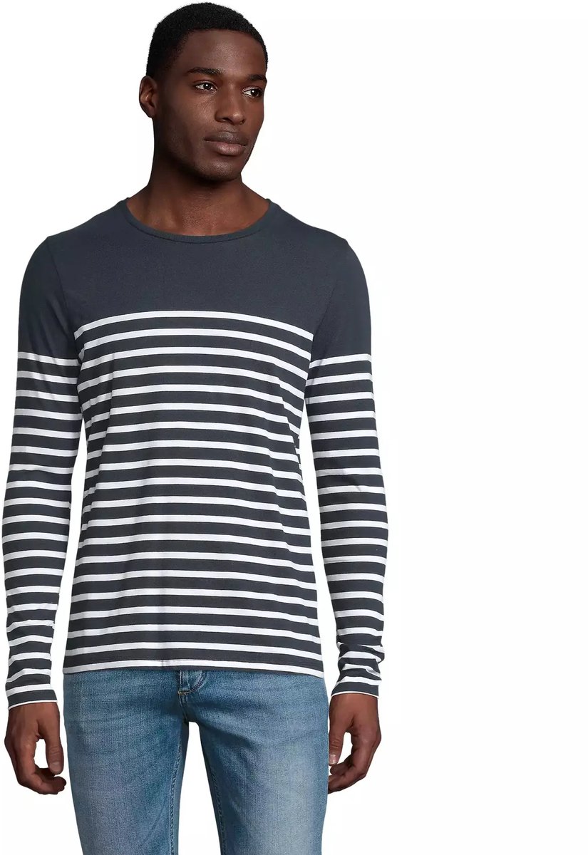 SOL'S Men´s Long Sleeve Striped T-Shirt Matelot L03099 - French Navy/White - S