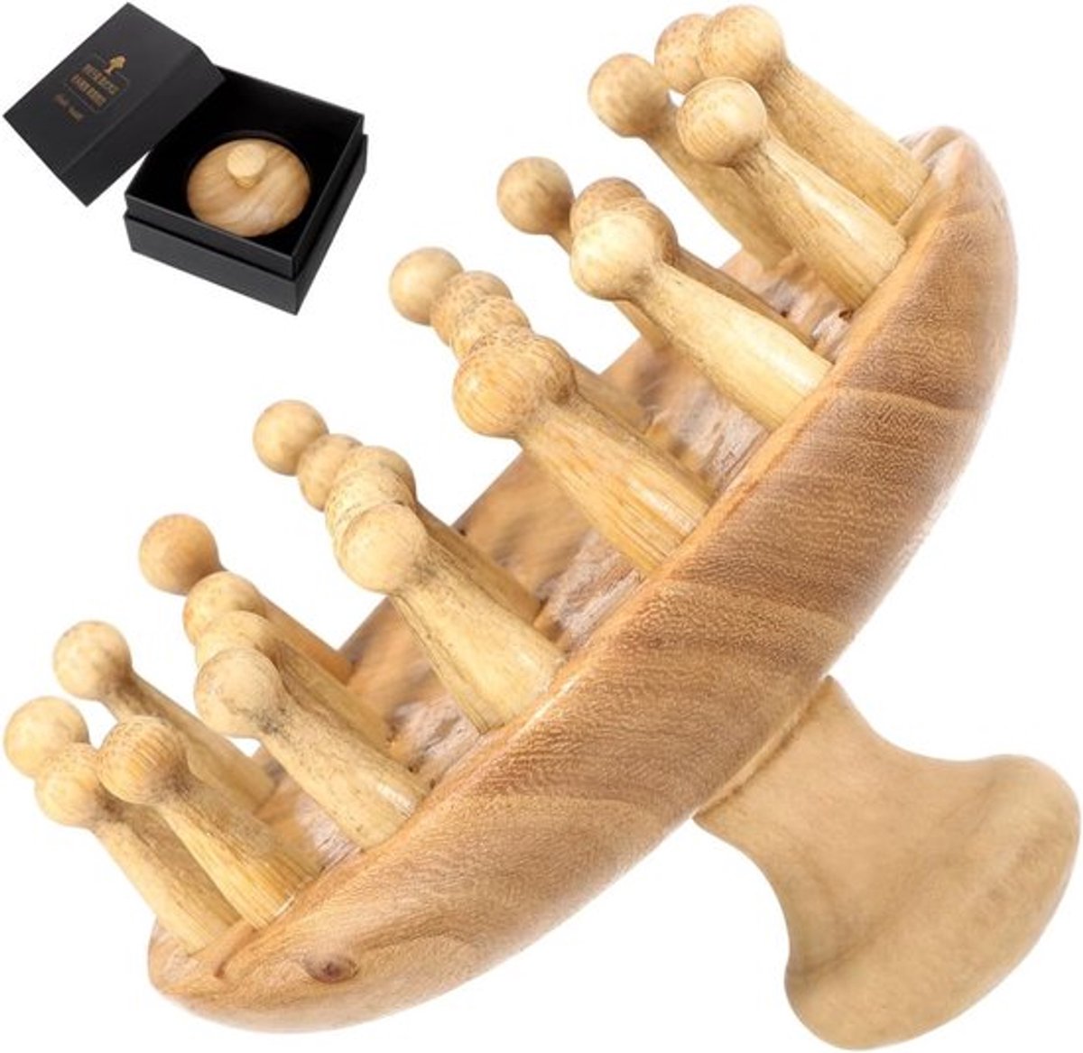 Houten hoofdmassageapparaat voor haarverzorging, haargroei, ontspanning en hoofdhuidstimulatie