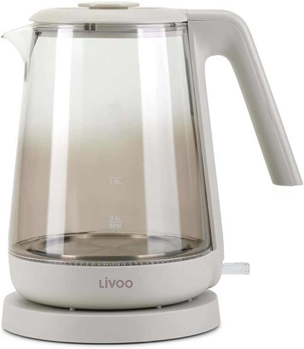 Retro waterkoker - Grijs - 1,7 L - Borosilicaatglas met Binnenverlichting - Voor Gezinnen en Theeliefhebbers