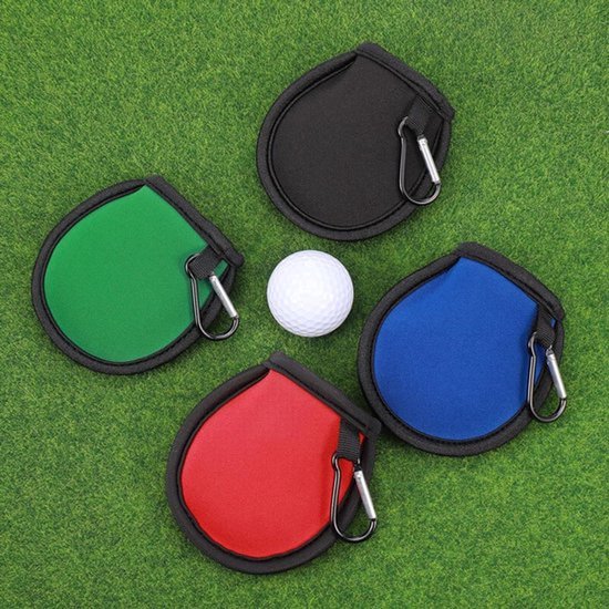 Golfbal Reinigingszak Compact - Waterdichte Tas - Draagbare Golfbal Waszak - 4-delige Set - Microfiber Voering - Inclusief Gespen - Golfbalwaszak — afbeelding 3