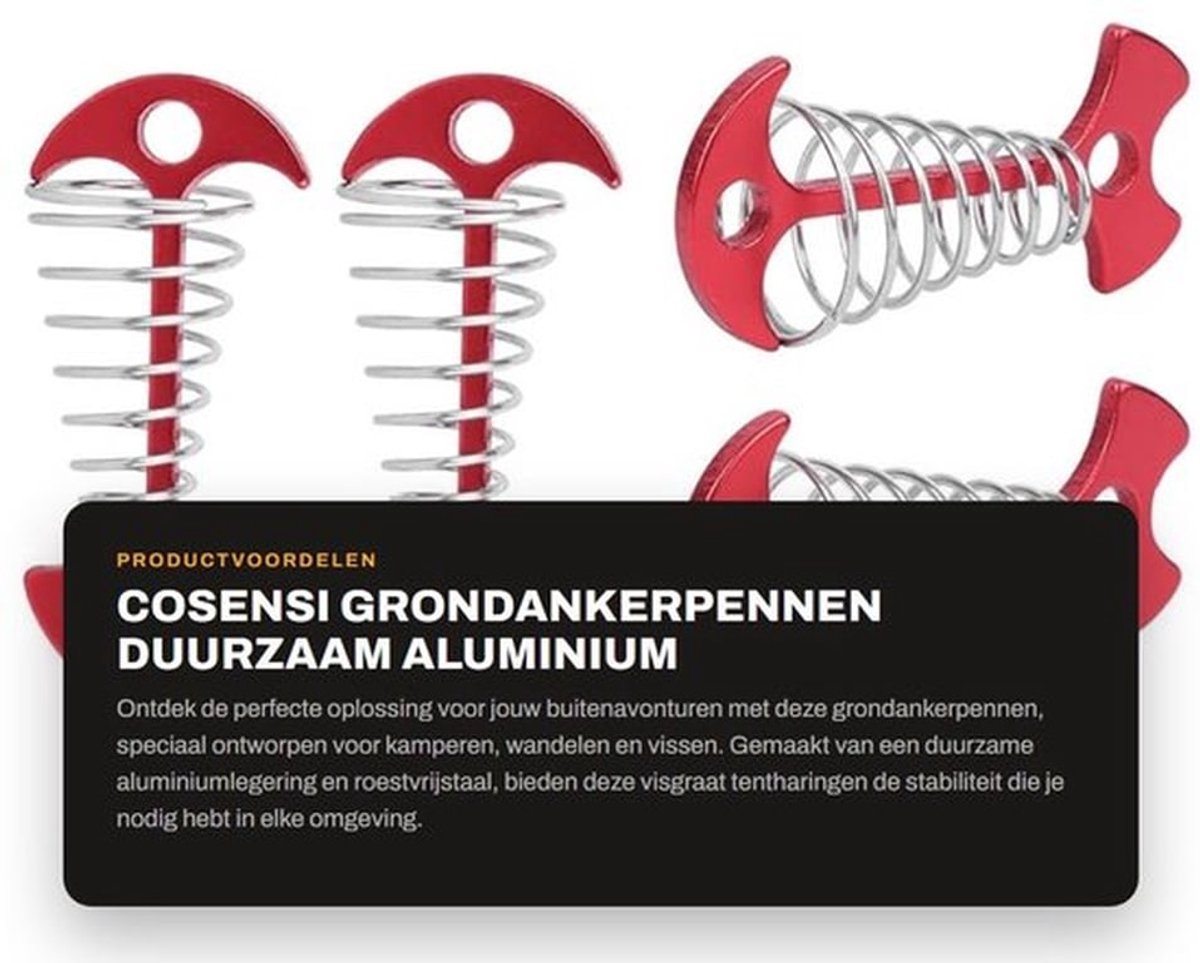 Grondankerpennen Duurzaam - Aluminiumlegering - Roestvrij Staal - Tentharingen - 4 Stuks - Langdurig Gebruik - Tentpinnen