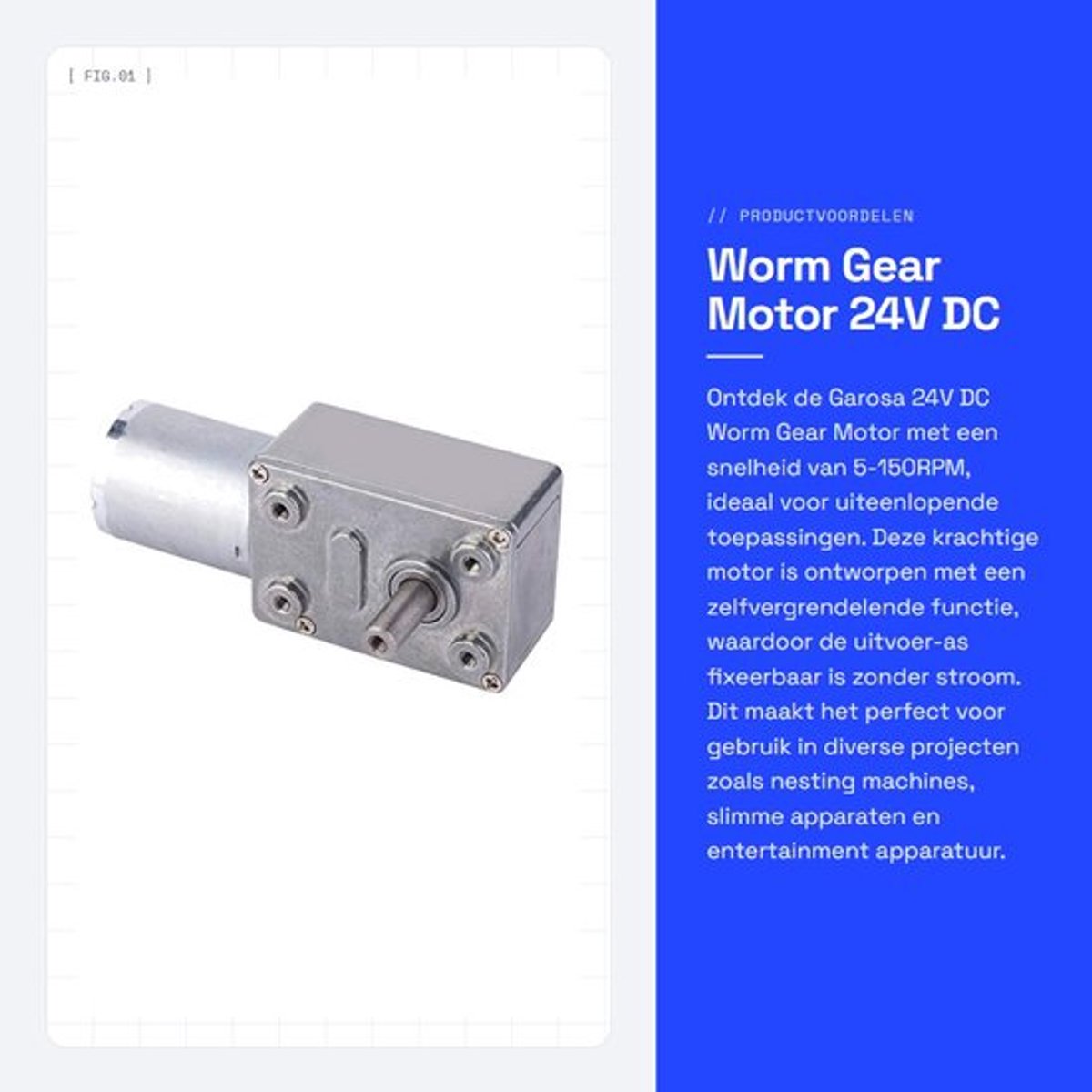 Worm Gear Motor - 24V DC Motor - Sterke en Stille Motor - 5-150RPM - Geschikt voor Diverse Toepassingen - Hoogwaardige Prestaties - Compa...
