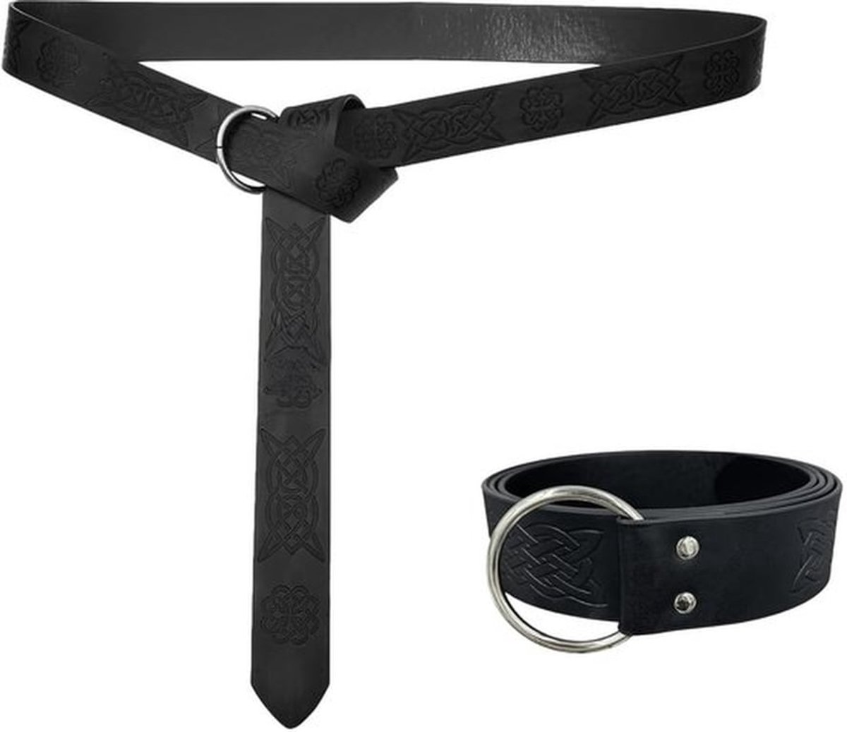 Piratenriem Hoogwaardige Middeleeuwse Riem - Leren Riem - Viking-Design - Verstelbare Gesp - 3,4 cm Breed - 163 cm Lengte