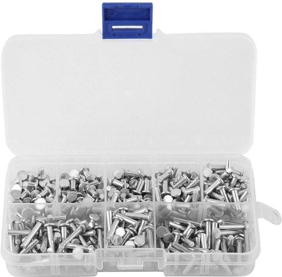 Popnagels 400 stuks - Klinknagels voor leer - Holnieten - Popnageltang met popnagels - Aluminium - Multi-maten 3/4/5/6/8/10/12/16 mm