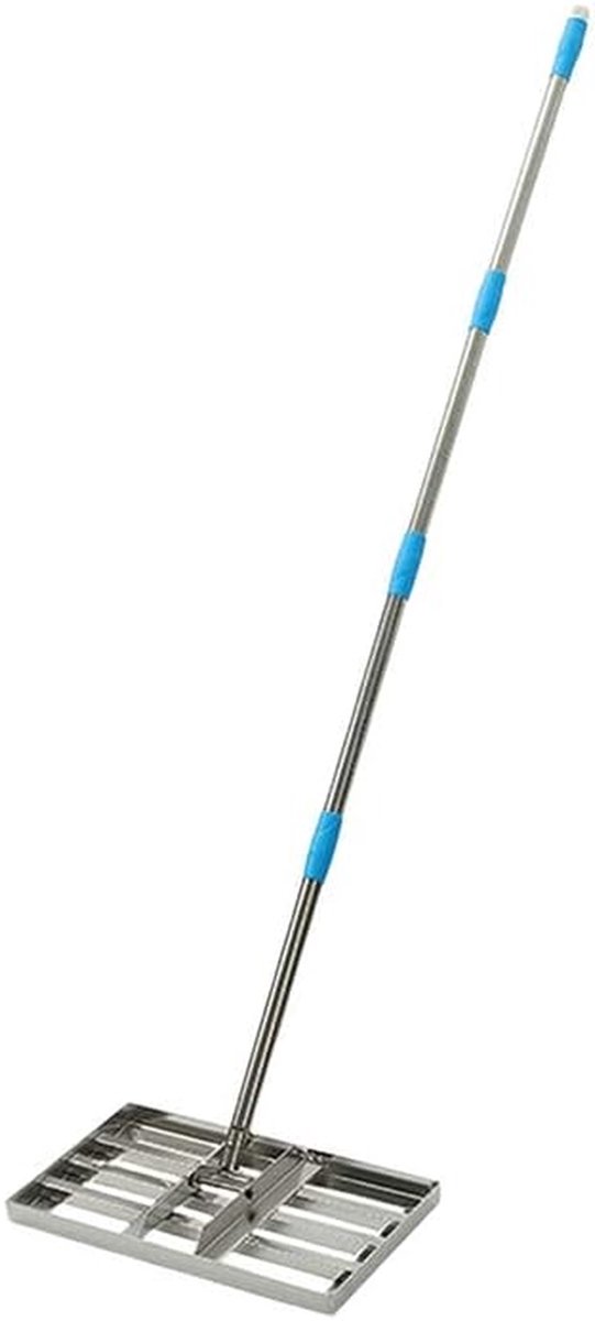 Gazon Nivelleer Hark - Tuin Bodem Egaliseren - Gazon Onderhoud - Verstelbare Lengte - 200 cm - Zilver