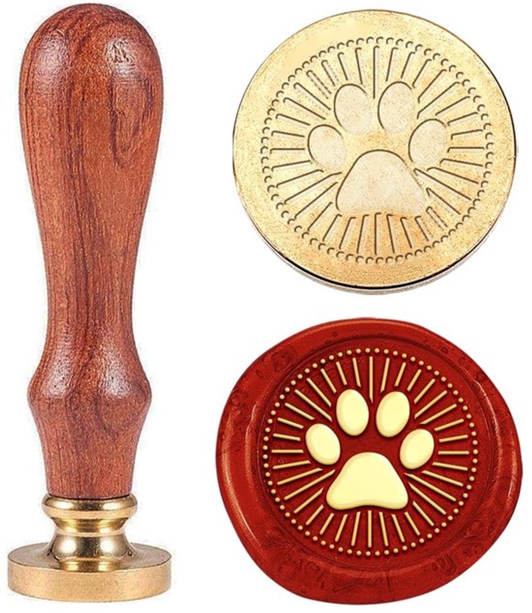 Waszegelstempel Pootafdruk - Afneembare Messing Kop - Houten Handvat - 25 mm - Cadeau voor Kerstmis - Voor Uitnodigingen - Zegelstempel