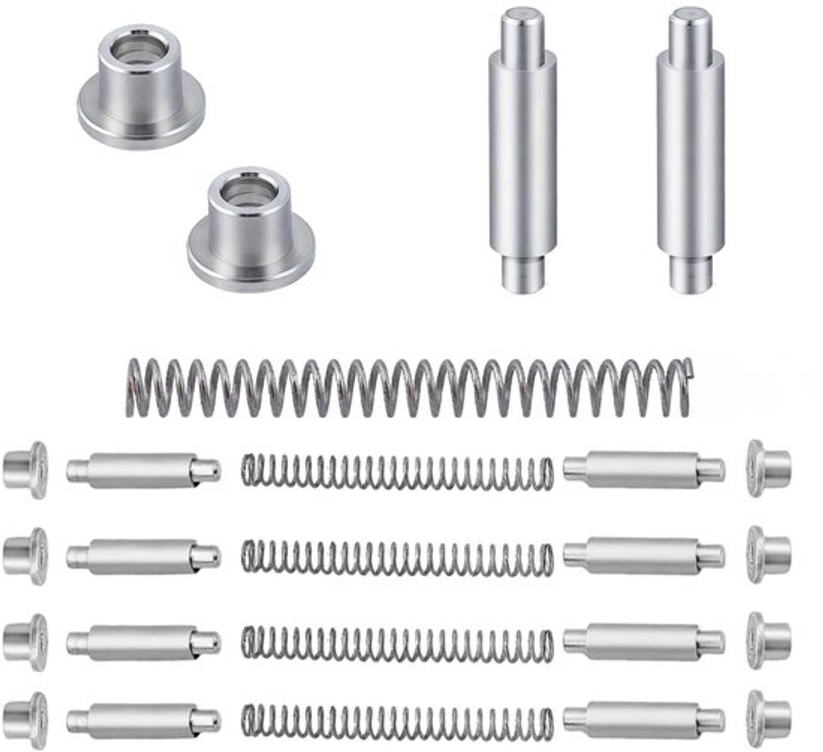 Deurscharnierset Storm - 8 Aluminium Scharnieren - 8 Doppen voor Bussen - 4 Stalen Veren - Duurzaam Materiaal - Multisize - Stormscharnier