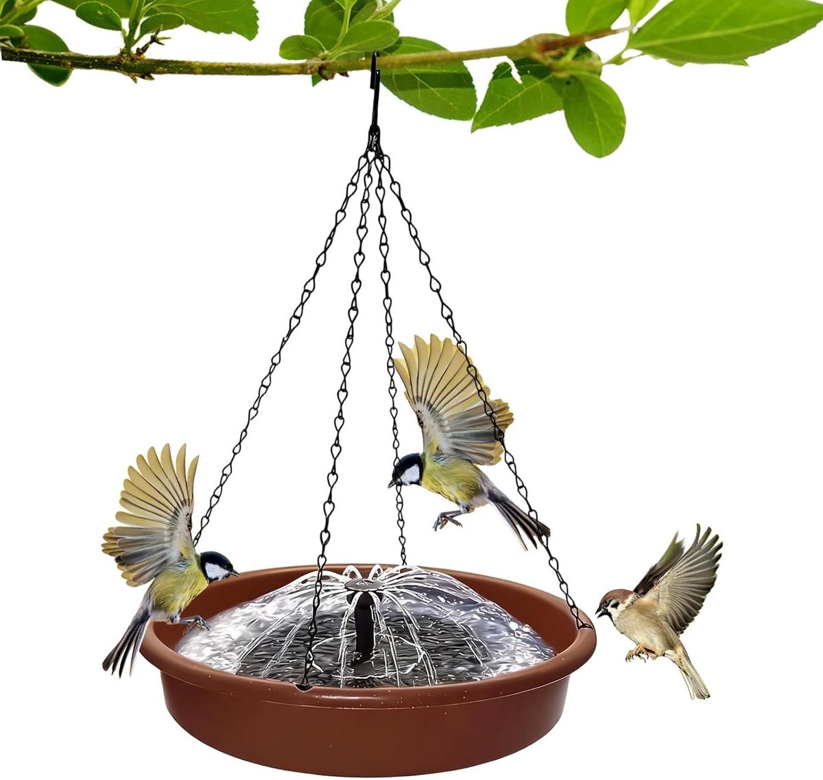 Vogelbad Kom - Vogelwaterbak Voerbak - Vogels Verzamelen - Zonne-energie Aangedreven Fontein - 31 x 31 x 7 cm