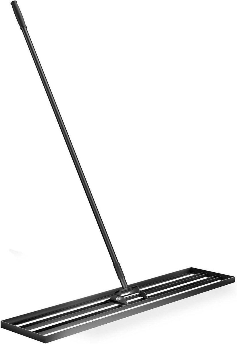 Gazon nivelleer hark - Vlakke luit grond egaliseren - Gazononderhoud - Lichtgewicht aluminium harkplaat - 2 m stalen handvat - Zilver